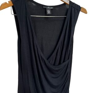 Willi Smith Black Sleeveless Draped‎ Jersey Top Blouse Medium Elegant